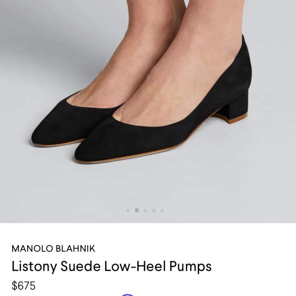 NWOB Manolo Blahnik Listony low heel pump in black suede . Size 39 1/2